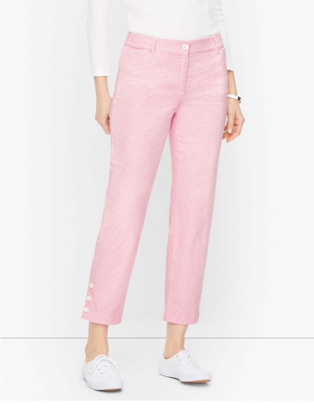 Pink Gingham Crop Pants - Picture 1 of 14